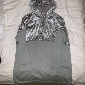 suede silver long hoodie